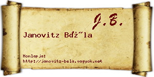Janovitz Béla névjegykártya